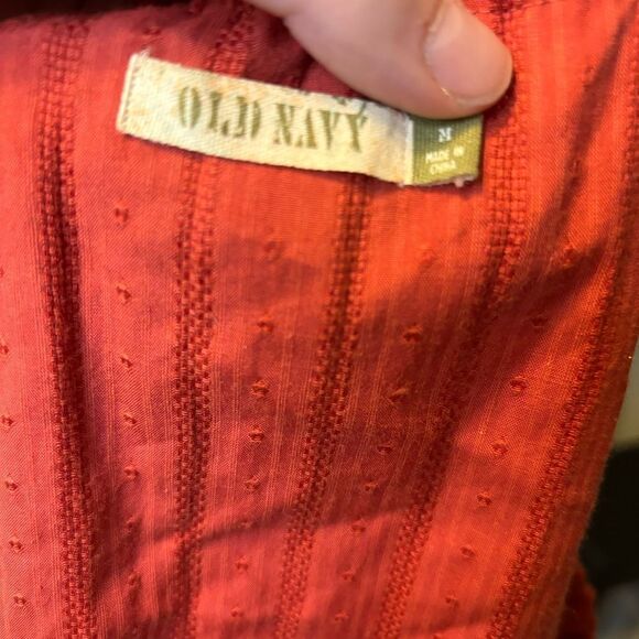 Vintage Old Navy SZ Medium Orange Bohemian Tie Top Embroidered Coquette Girly - Picture 7 of 10